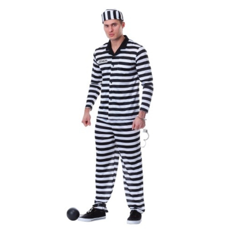 Men's Deluxe Button Down Jailbird Costume Small