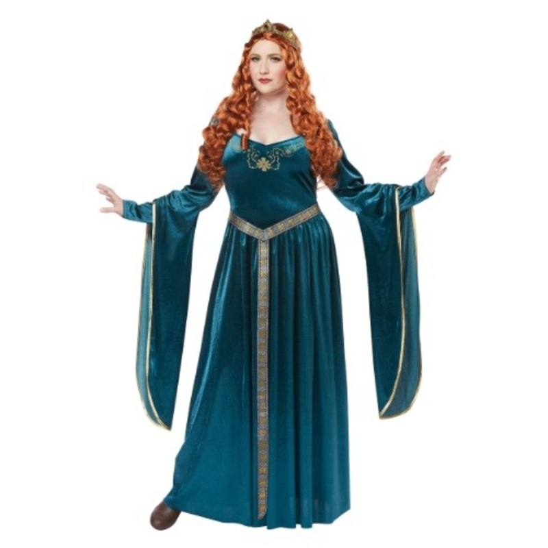 Women's Plus Size Lady Guinevere Teal Costume 1X