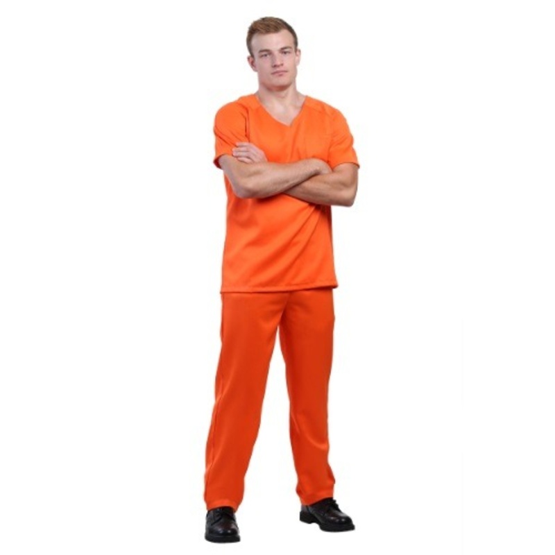 Men's Orange Prisoner Costume Small