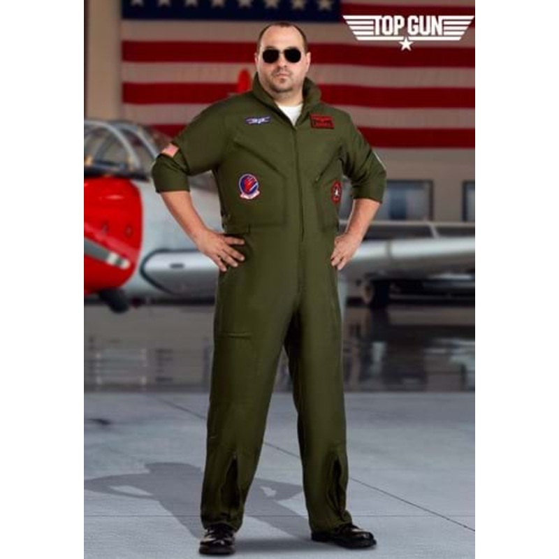 Plus Size Top Gun Premium Flight Suit Men's Costume 2X