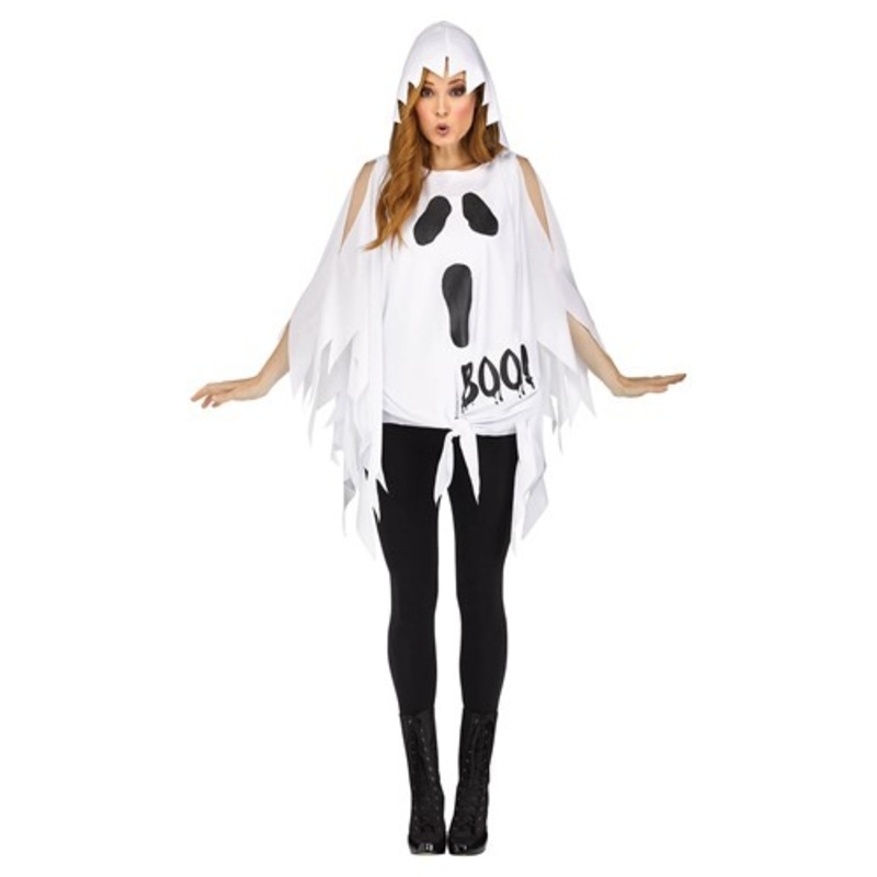 Glitter Ghost Poncho Costume for Women Standard