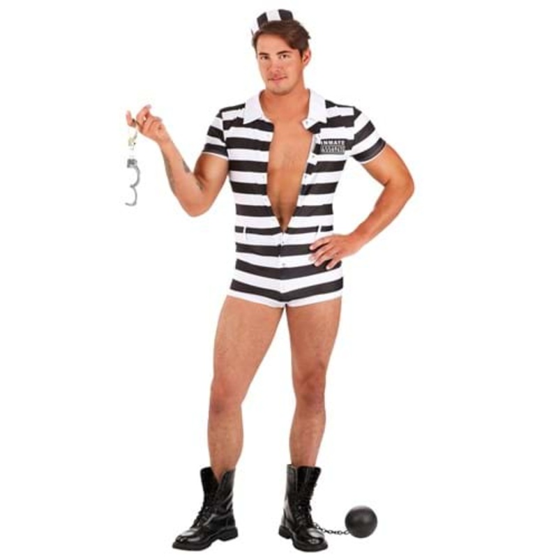 Sexy Men's Striped Prisoner Costume X-Small