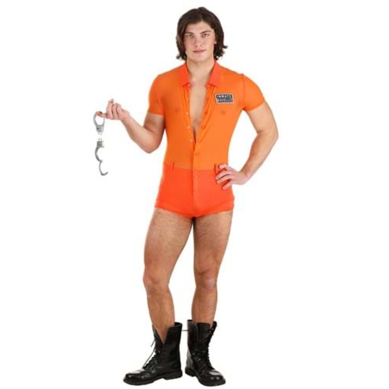 Sexy Orange Prisoner Costume for Men Small