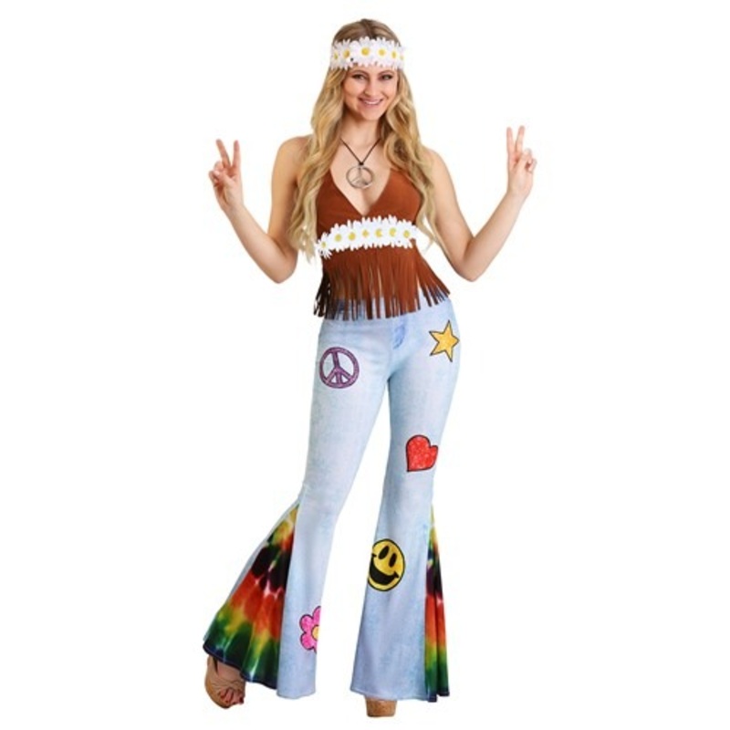 Women's Patchwork Hippie Costume Small