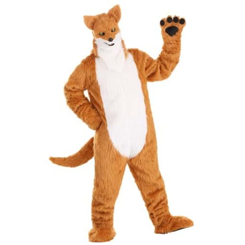 Fox Mascot Costume With Mouth Mover Mask for Adults Standard