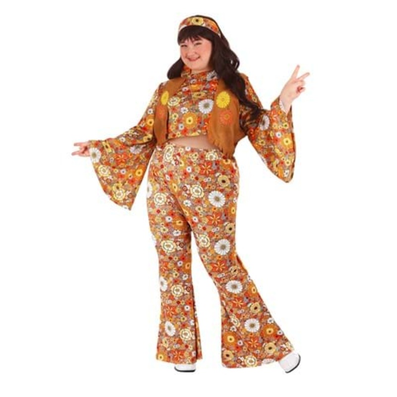 Plus Size Autumn Flower Hippie Women's Costume  1X
