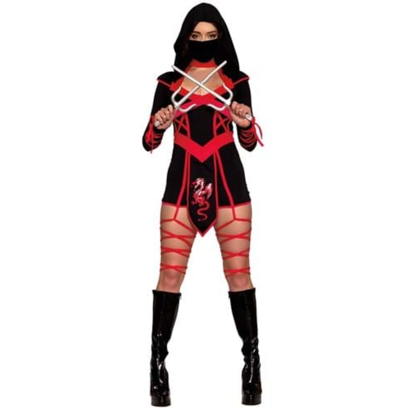 Red Dragon Women's Ninja Hooded Romper Costume X-Small