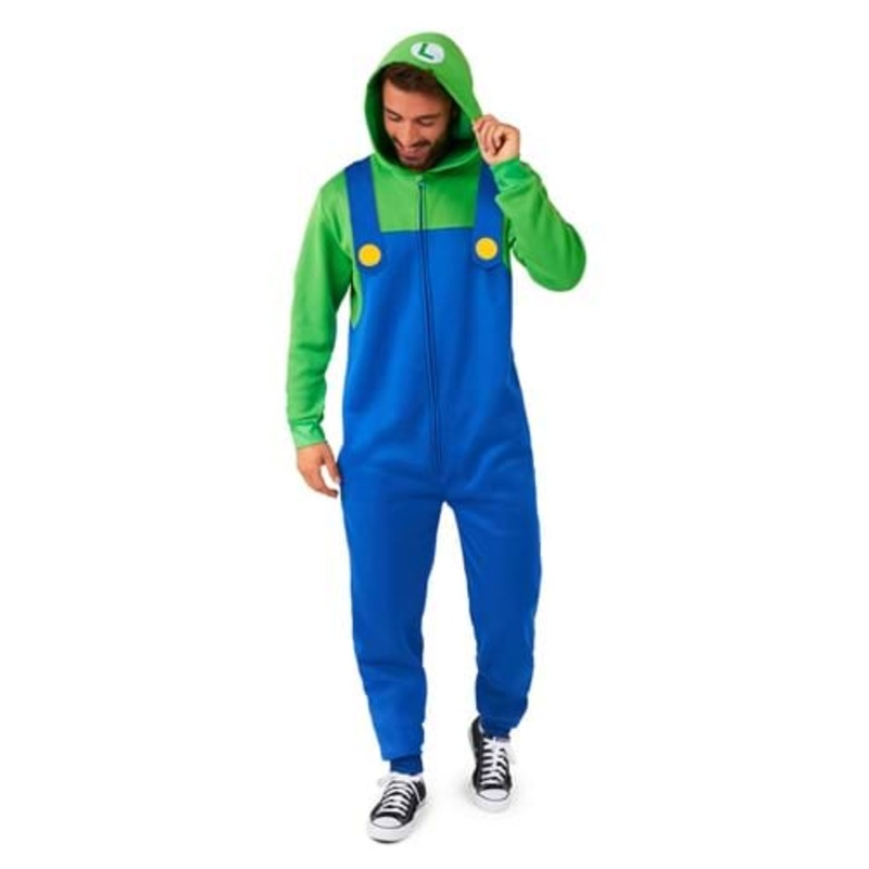 Super Mario Bros. Luigi Costume Onesie for Adults Small