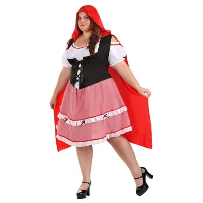 Women's Plus Size Knee Length Red Riding Hood Costume 1X
