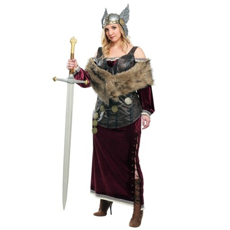 Women's Plus Size Viking Goddess Costume Dress 1X