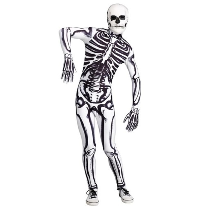 Men's White Skeleton Costume Small