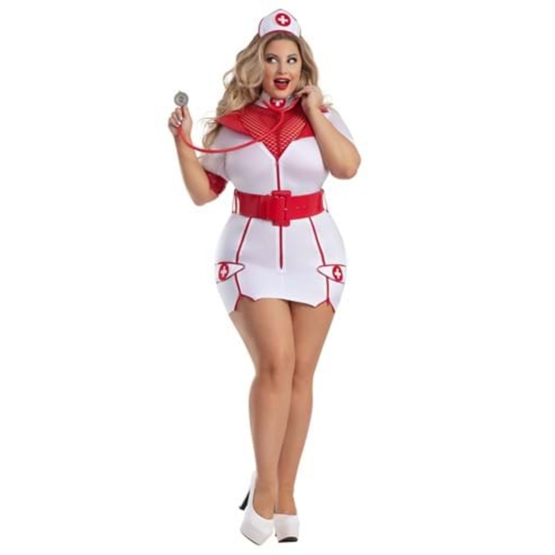 Plus Size Sexy Zip-Up Nurse Women's Costume 1X
