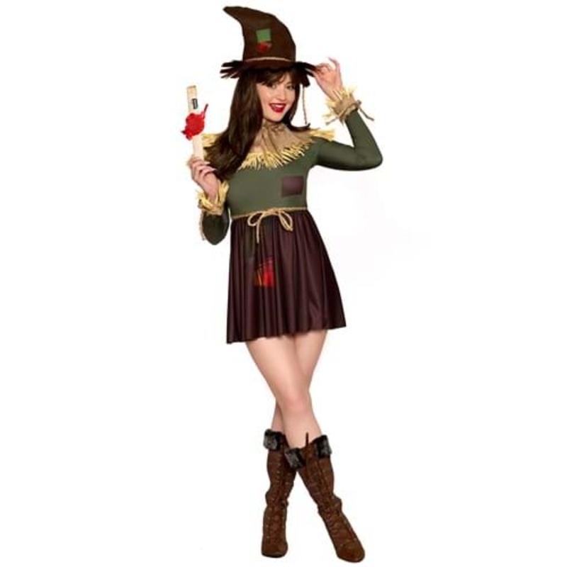 Sexy Brainy Scarecrow Costume Dress for Women Small