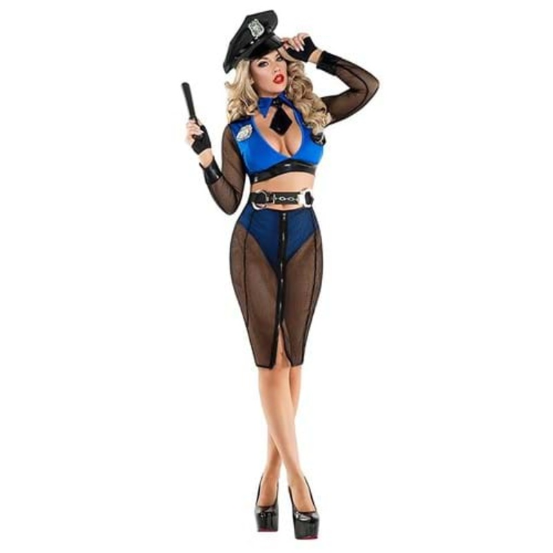Sexy Naughty Net Cop Costume for Women Small