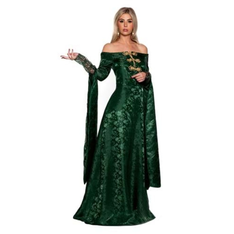 Women's Green Renaissance Queen Costume Dress Medium