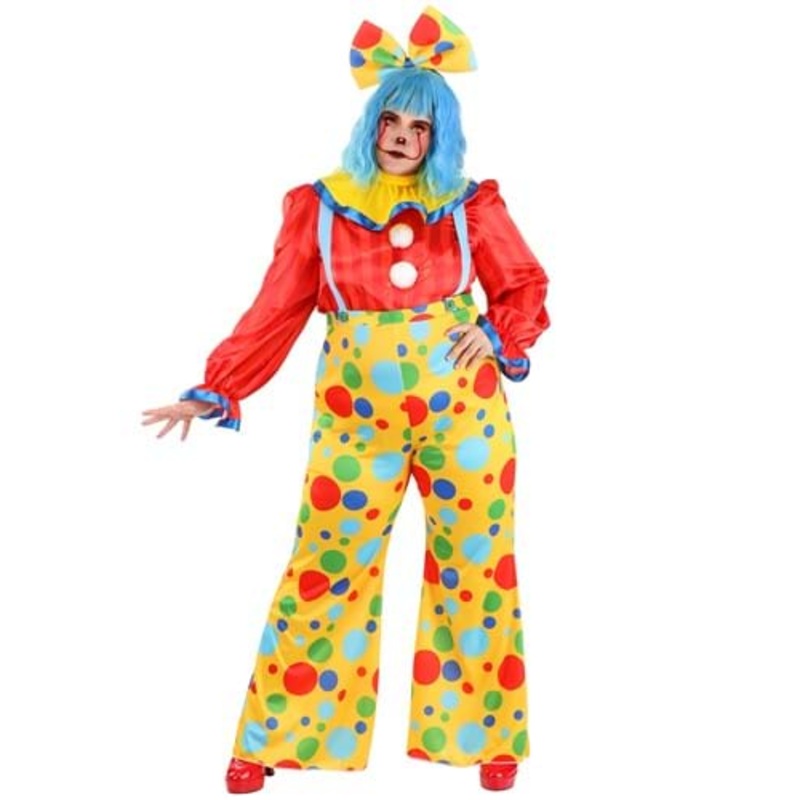 Adult Plus Size Posh Polka Dot Clown Costume 1X