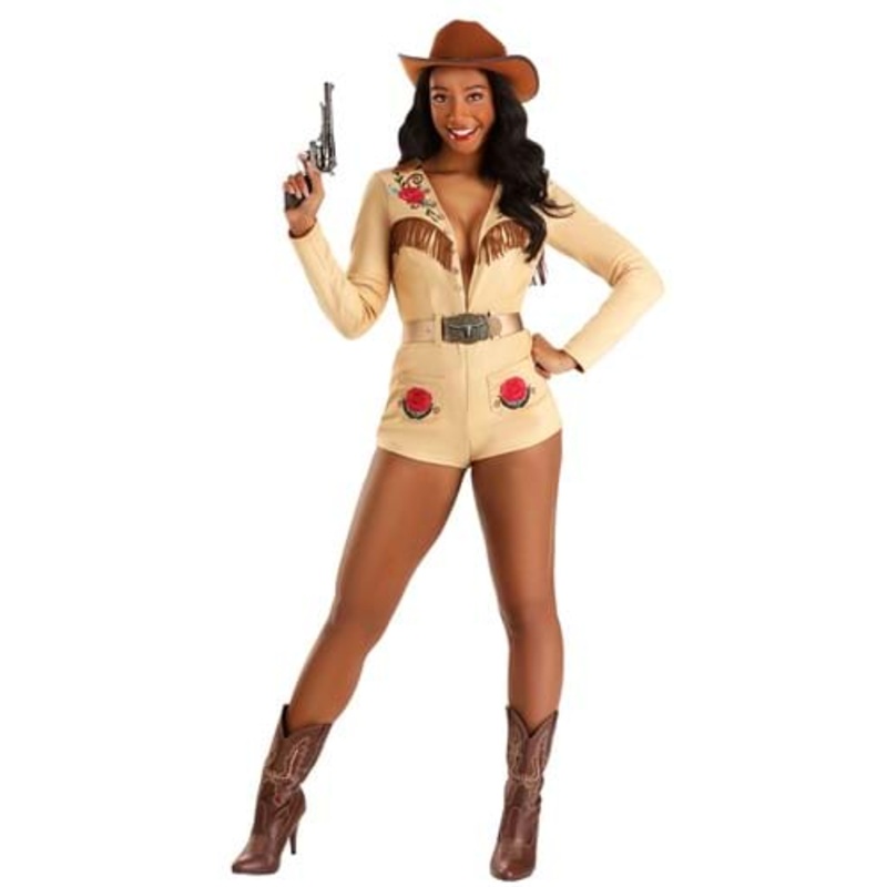 Rose Cowgirl Costume Romper for Women Small