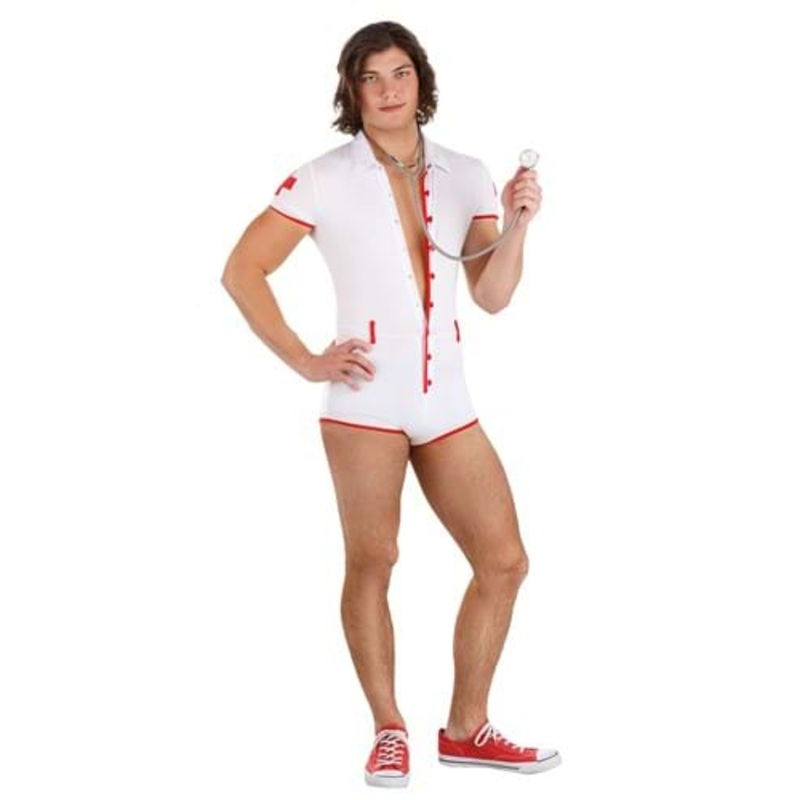 Sexy Nurse Costume Romper for Men X-Small