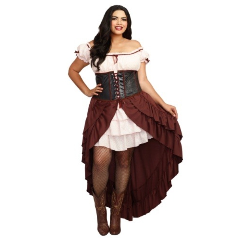 Women's Plus Size Saloon Girl Costume 1X