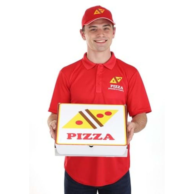 Pizza Delivery Guy Adult Costume with Box X-Small