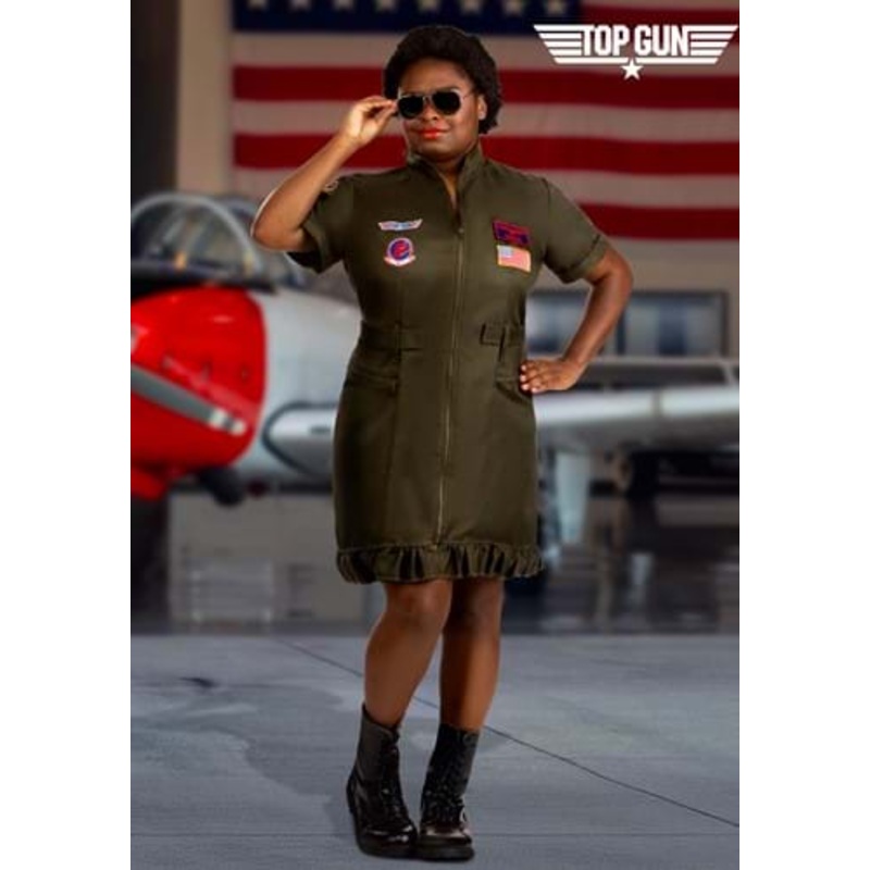 Women's Plus Size Flight Suit Top Gun Costume Dress 1X