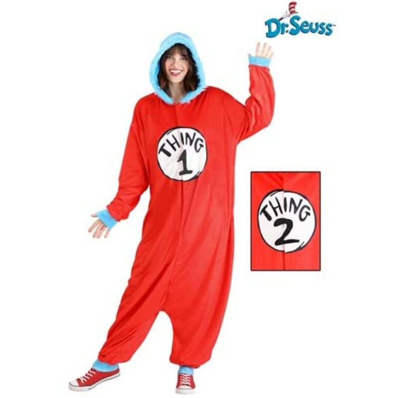 Dr. Seuss Thing 1 & 2 Costume Onesie for Adults Small/Medium