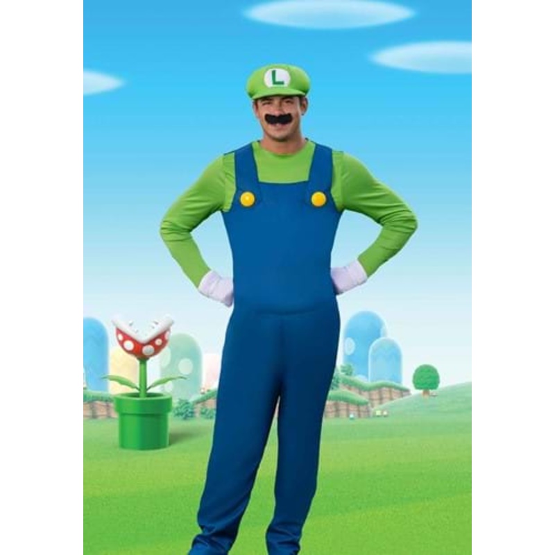 Super Mario Brothers Men's Luigi Deluxe Costume Medium