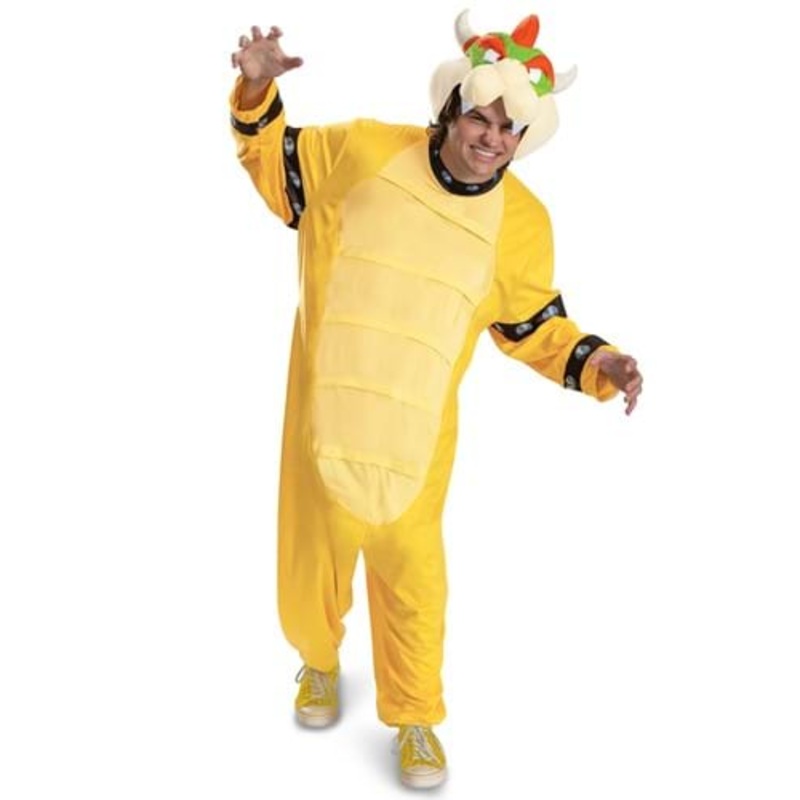 Adult Super Mario Bowser Hooded Jumpsuit Costume XS/S