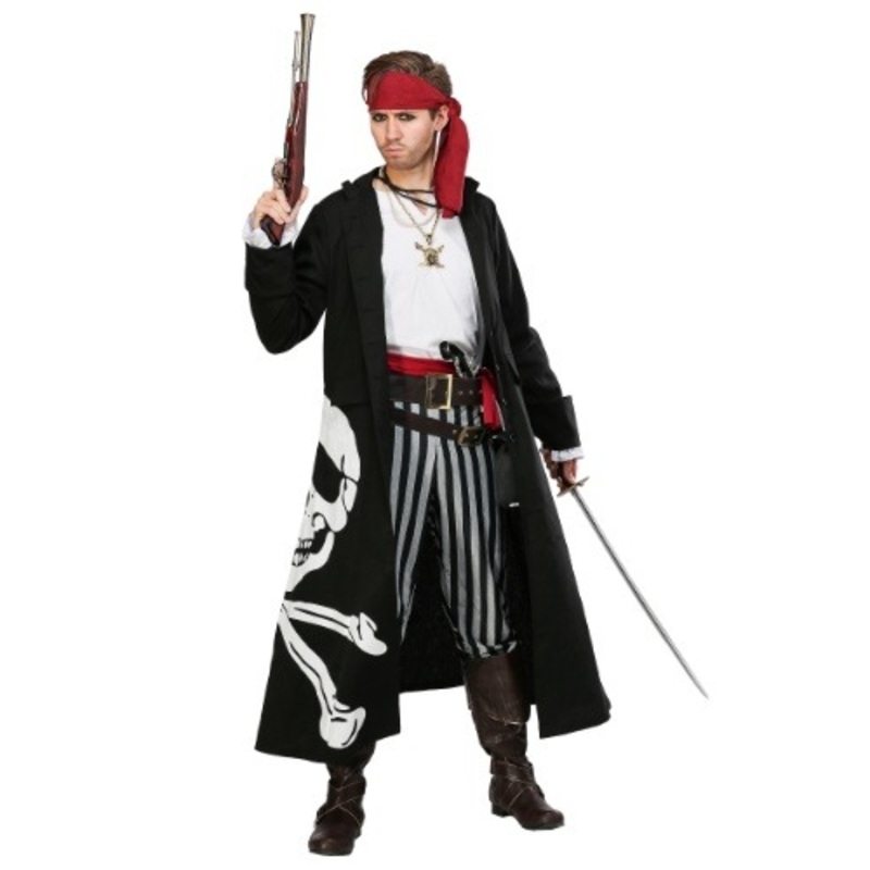 Men's Pirate Flag Captain Plus Size Costume 2X