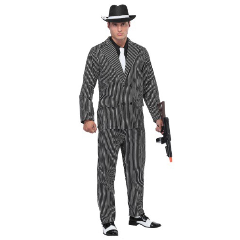 Men's Wide Stripe Plus Size Gangster Costume 1X