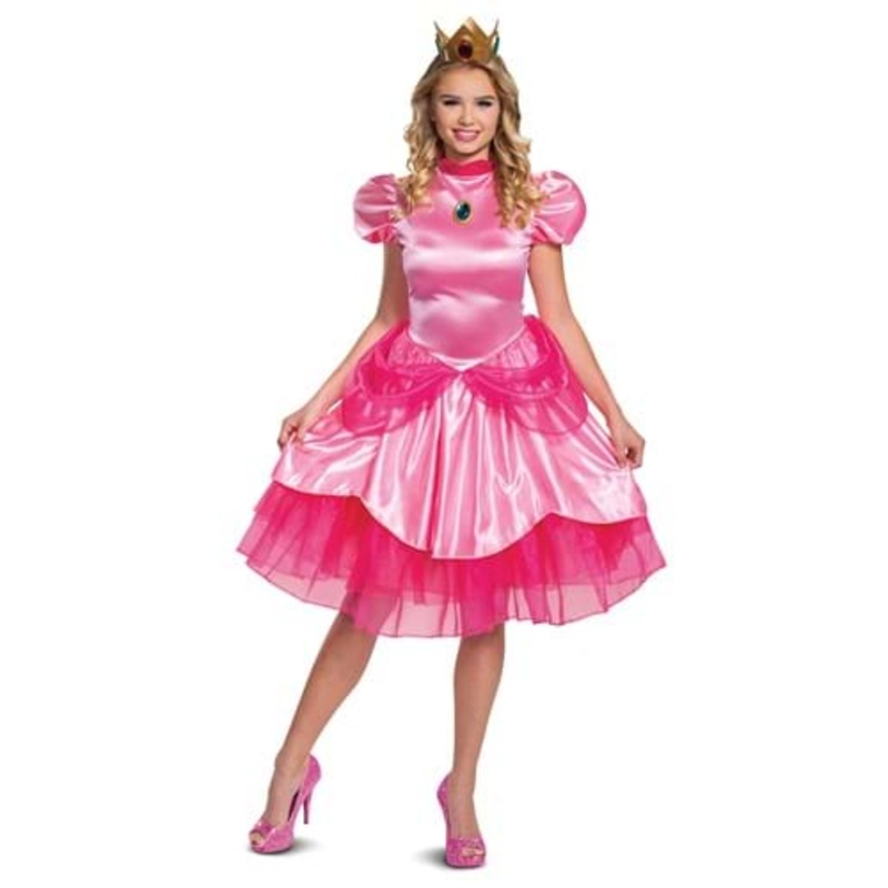 Super Mario Deluxe Princess Peach Costume for Women Small