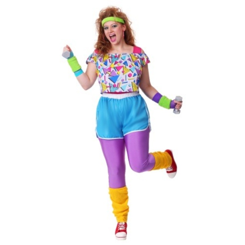 Women's Plus Size Work It Out 80s Costume  1X