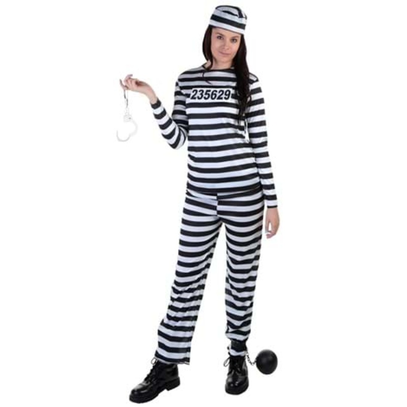 Women's Striped Prisoner Costume X-Small