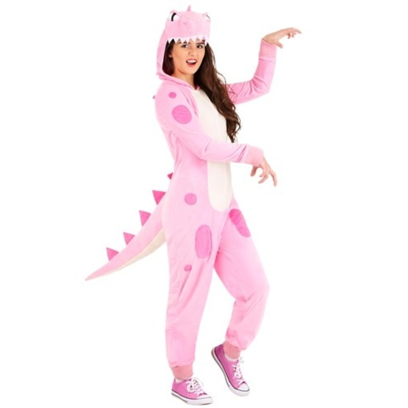 Pink Dinosaur Onesie for Women X-Small