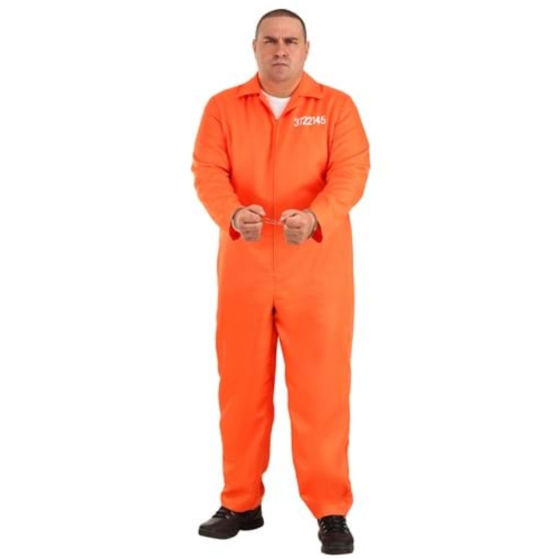 Plus Size Orange Prison Jumpsuit Costume for Men 2X