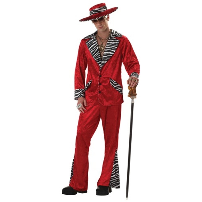 Red Pimp Costume for Men Medium