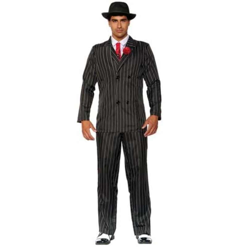 Men's Black Gangsta Suit Costume Medium