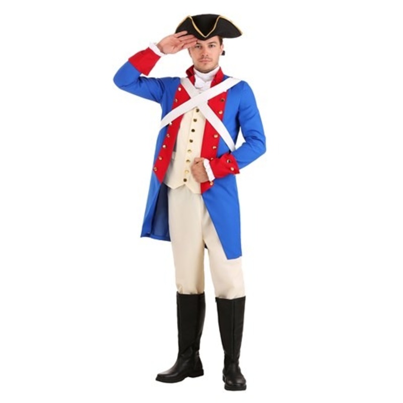 Men's Blue American Revolution Soldier Costume Small
