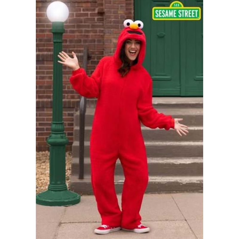 Sesame Street Elmo Onesie Costume for Adults X-Small