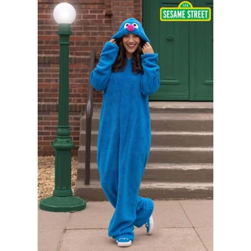 Sesame Street Grover Jumpsuit Costume for Adults Large