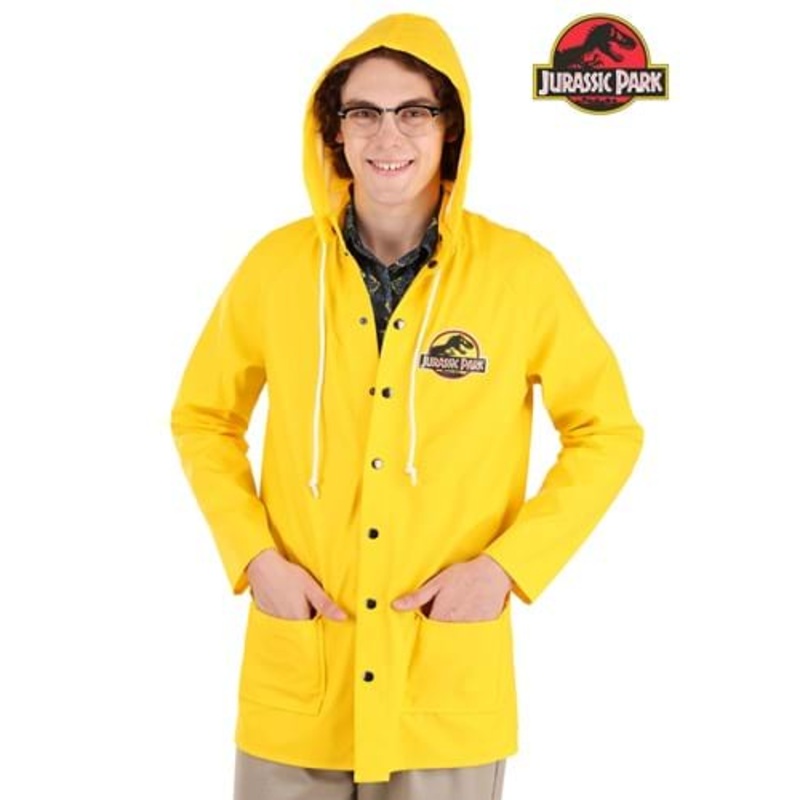Jurassic Park Yellow Costume Raincoat for Adults X-Small