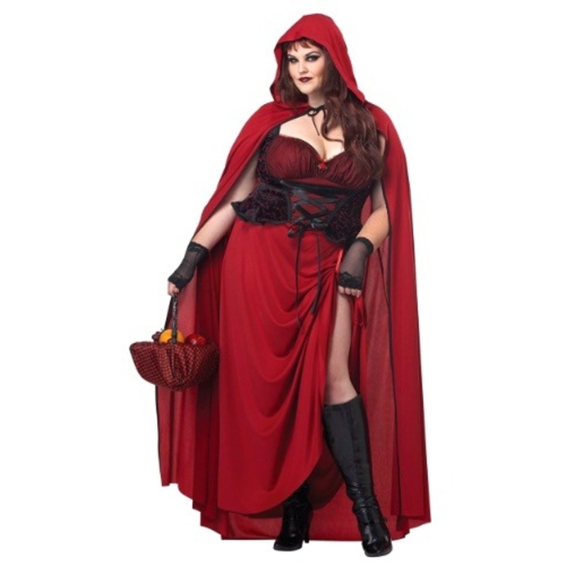 Plus Size Dark Red Riding Hood Costume for Women 1X