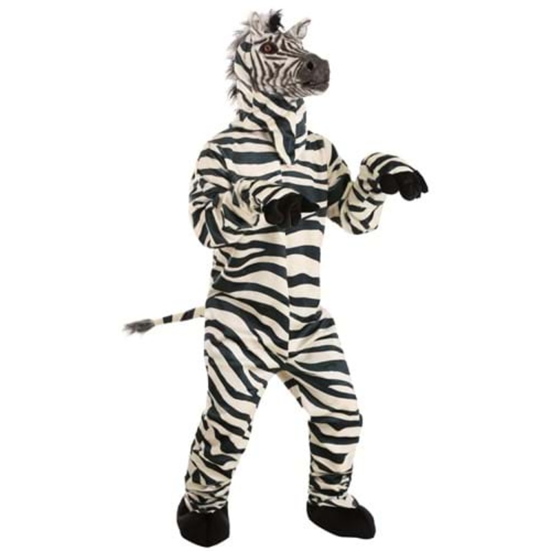 Zebra Mascot and Mouth Mover Mask for Adults Standard